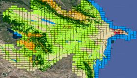 Land cover prediction map for Azerbaijan, divided into 1224 EOPatches.